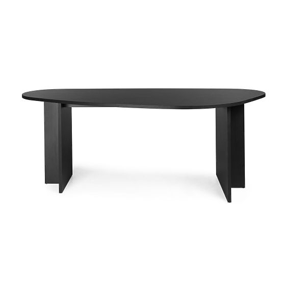 Table avec plateau irrégulier Zeva 200 cm, noir avec structure en bois