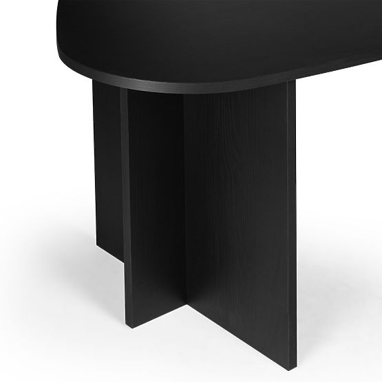 Table avec plateau irrégulier Zeva 200 cm, noir avec structure en bois