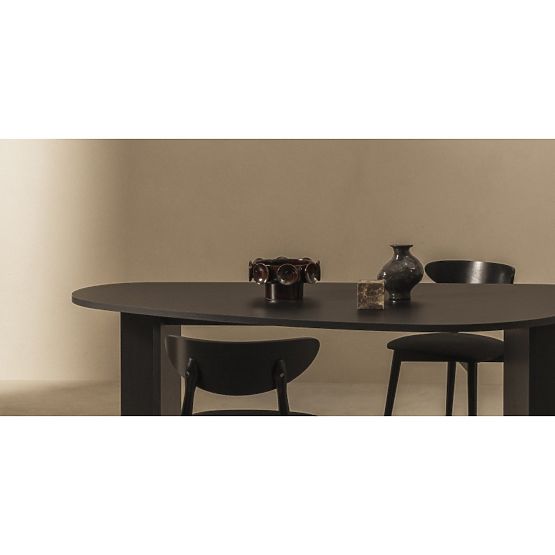 Table avec plateau irrégulier Zeva 200 cm, noir avec structure en bois