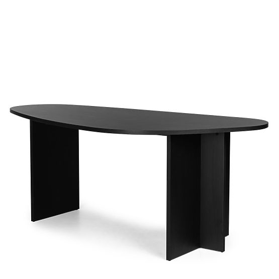 Table avec plateau irrégulier Zeva 200 cm, noir avec structure en bois