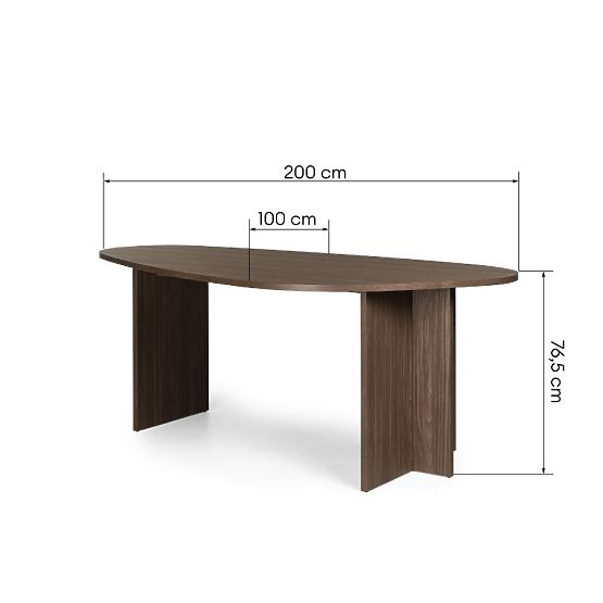 Table avec plateau irrégulier Zeva 200 cm, Noyer lincoln