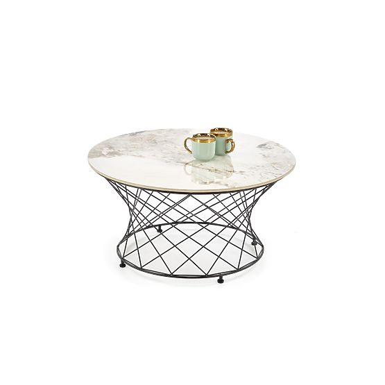 Table basse ALESSIA, marbre beige / noir (2p=1ks)