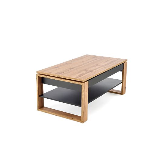 Table basse BETTY avec plateau relevable chêne artisan / noir (2p=1ks)