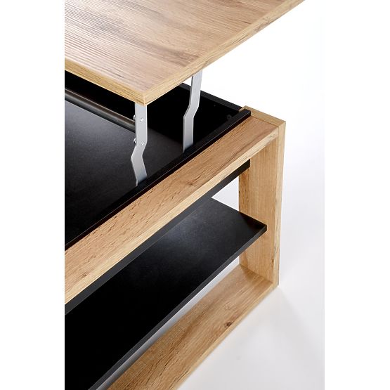 Table basse BETTY avec plateau relevable chêne artisan / noir (2p=1ks)