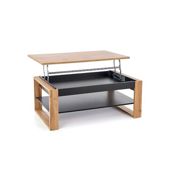 Table basse BETTY avec plateau relevable chêne artisan / noir (2p=1ks)
