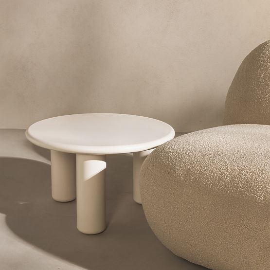 Table basse Blair 60 cm, crème, mat