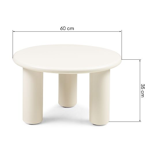 Table basse Blair 60 cm, crème, mat