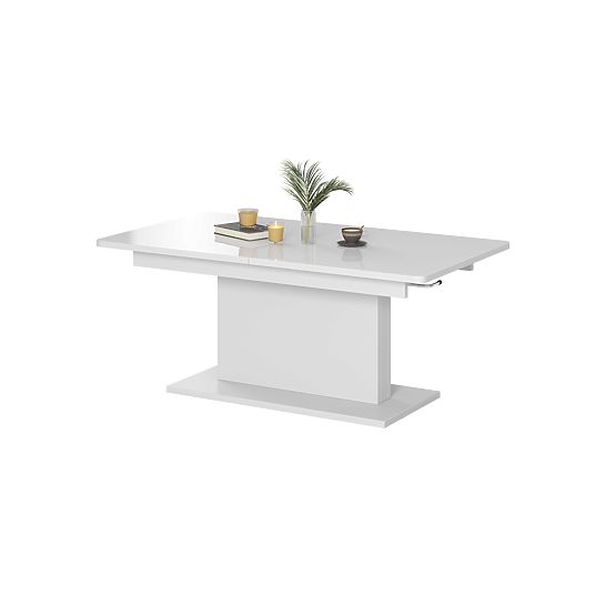 Table basse BUSETTI plateau : blanc mat, pieds : blanc mat (2p=1pc)