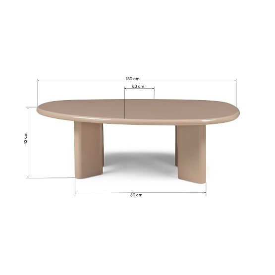 Table basse Cameron 130 cm, nude, brillant