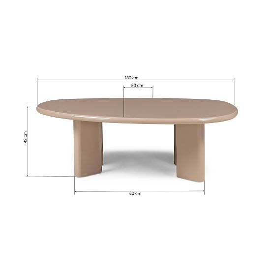 Table basse Cameron 130 cm, nude, brillant