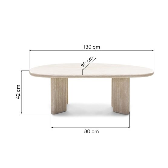 Table basse Cameron 130 cm, travertin