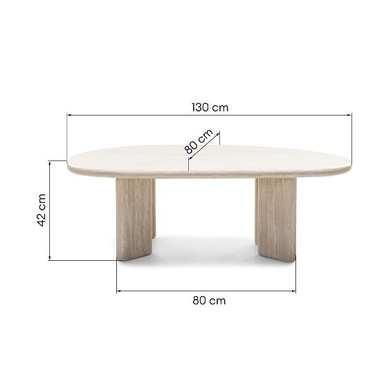 Table basse Cameron 130 cm, travertin