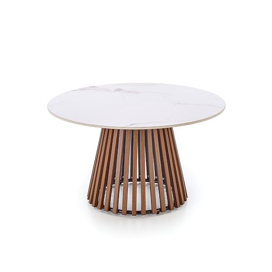 Table basse CARINA marbre beige / noyer (2p=1ks)