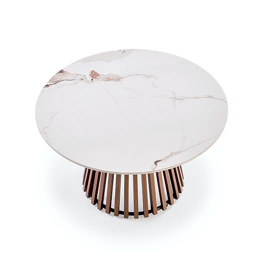 Table basse CARINA marbre beige / noyer (2p=1ks)