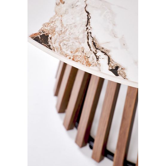 Table basse CARINA marbre beige / noyer (2p=1ks)