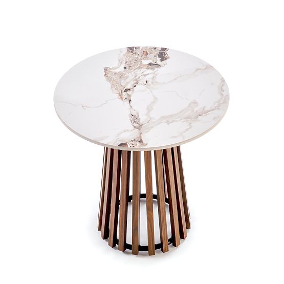 Table basse CARINA_S marbre beige / noyer (2p=1ks)