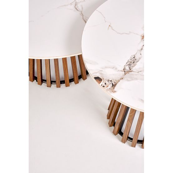 Table basse CARINA_S marbre beige / noyer (2p=1ks)