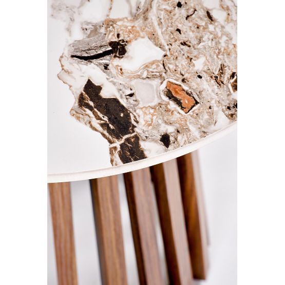 Table basse CARINA_S marbre beige / noyer (2p=1ks)