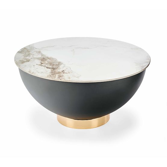 Table basse CECILIA marbre blanc / gris / doré (2p=1ks)