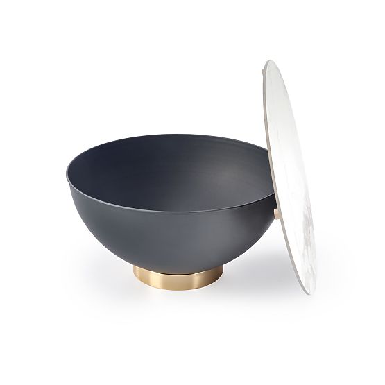 Table basse CECILIA marbre blanc / gris / doré (2p=1ks)