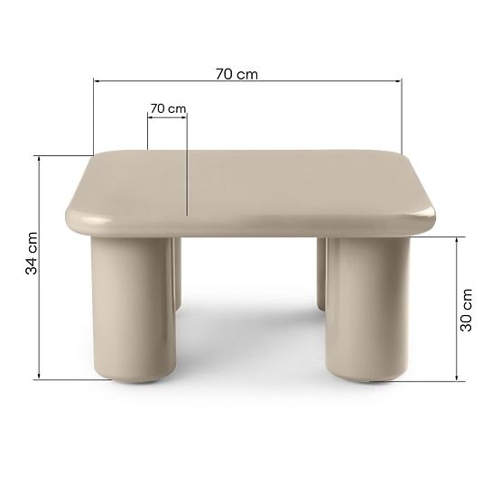 Table basse Cherry 70 cm, beige foncé, brillant