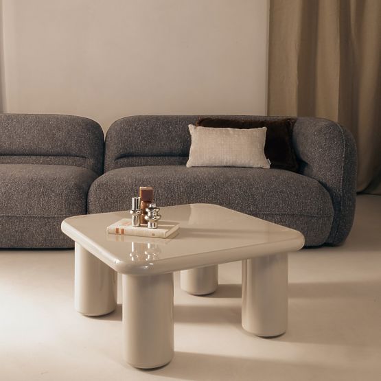 Table basse Cherry 70 cm, beige foncé, brillant