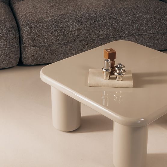 Table basse Cherry 70 cm, beige foncé, brillant