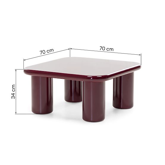 Table basse Cherry 70 cm, bordeaux/cerise, brillant