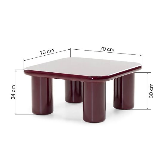 Table basse Cherry 70 cm, bordeaux/cerise, brillant