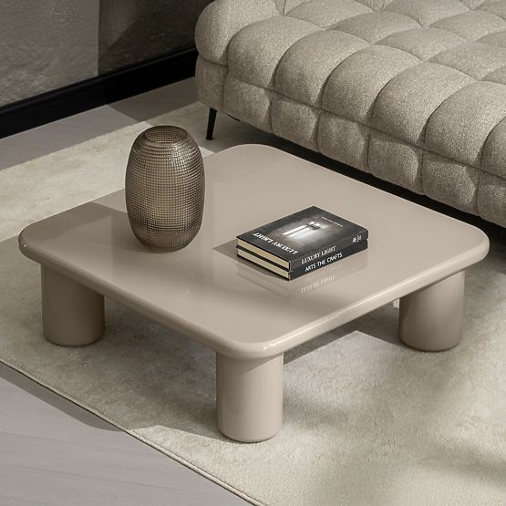 Table basse Cherry 90 cm, beige foncé, brillant