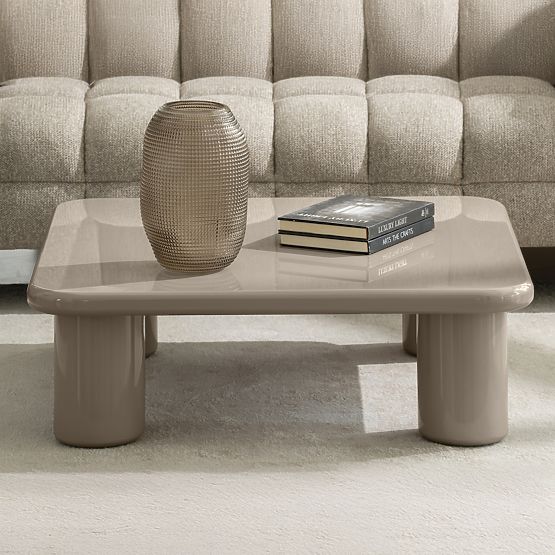 Table basse Cherry 90 cm, beige foncé, brillant