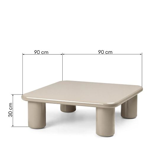Table basse Cherry 90 cm, beige foncé, brillant