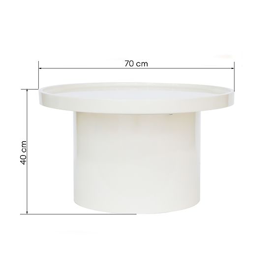 Table basse Chia, 70 cm, blanc, brillant