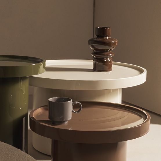 Table basse Chia, 70 cm, blanc, brillant