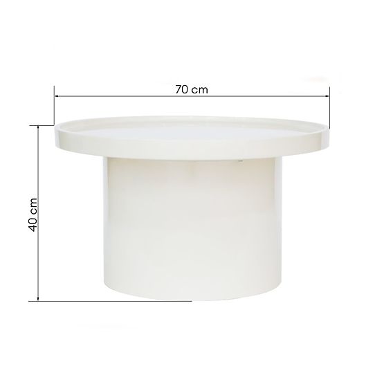 Table basse Chia, 70 cm, blanc, brillant