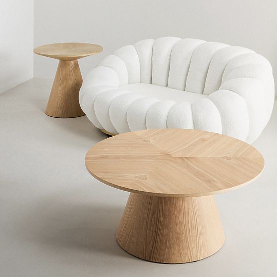 Table basse Dalarna, 90 cm, ronde, placage chêne naturel