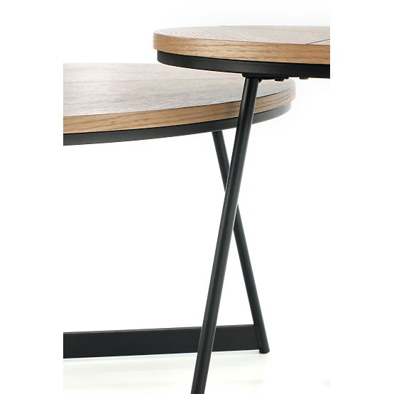 Table basse de conférence KARIDA-S chêne naturel/noir (1p=1pc)