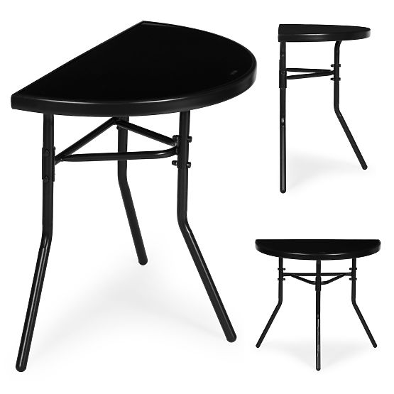 Table basse demi-circulaire en verre pour balcon, terrasse, patio noir MultiGarden