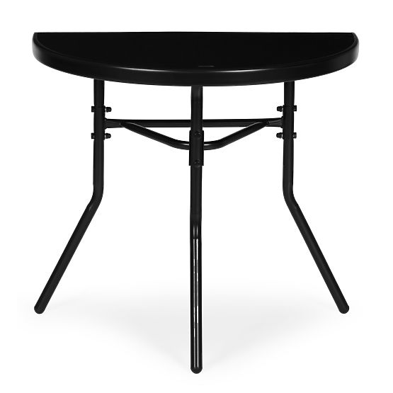 Table basse demi-circulaire en verre pour balcon, terrasse, patio noir MultiGarden