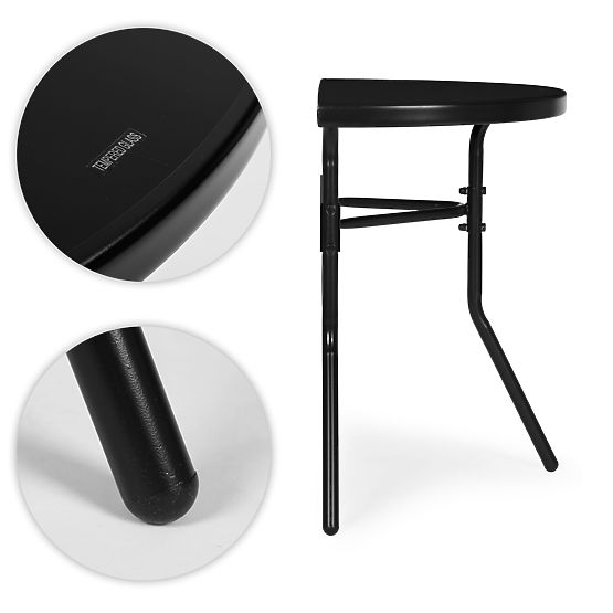 Table basse demi-circulaire en verre pour balcon, terrasse, patio noir MultiGarden