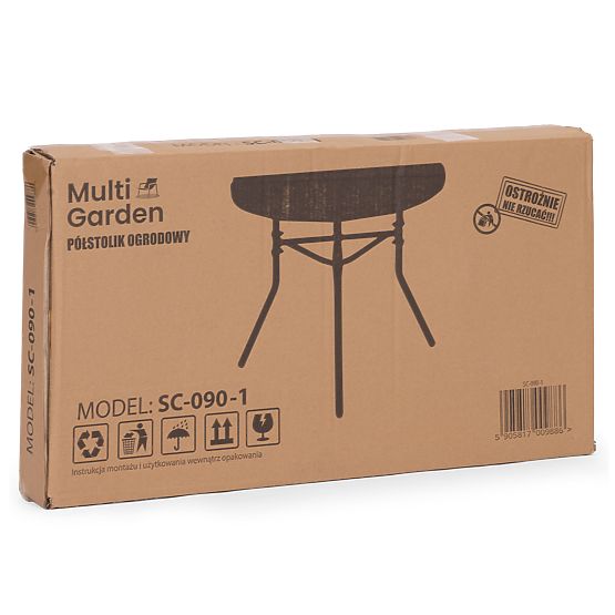 Table basse demi-circulaire en verre pour balcon, terrasse, patio noir MultiGarden