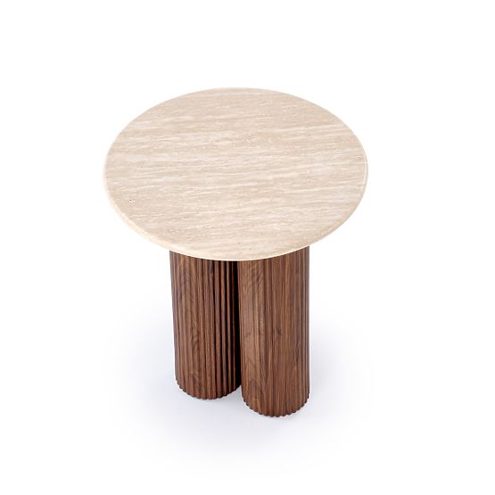 Table basse DOROTEA_S travertin / noyer (2p=1pc)
