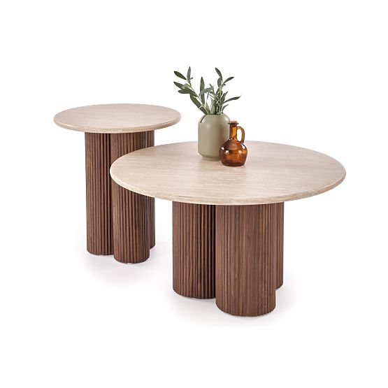 Table basse DOROTEA_S travertin / noyer (2p=1pc)