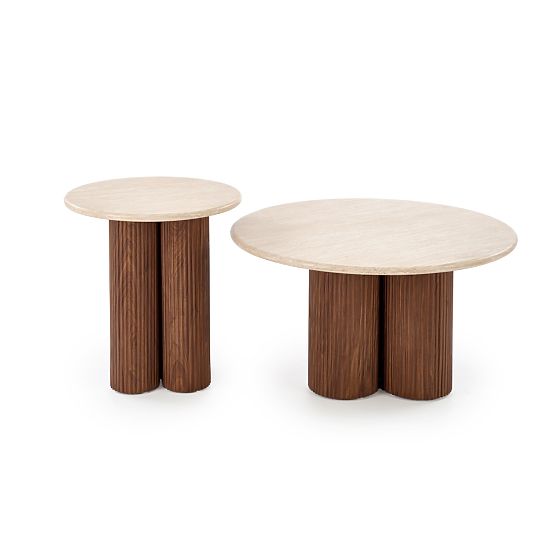 Table basse DOROTEA_S travertin / noyer (2p=1pc)