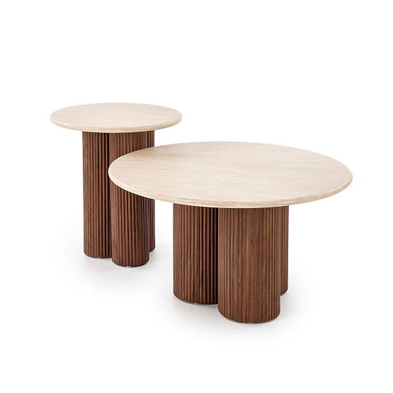 Table basse DOROTEA_S travertin / noyer (2p=1pc)