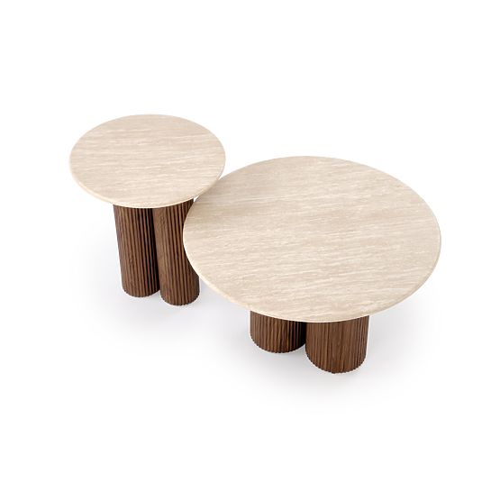 Table basse DOROTEA_S travertin / noyer (2p=1pc)