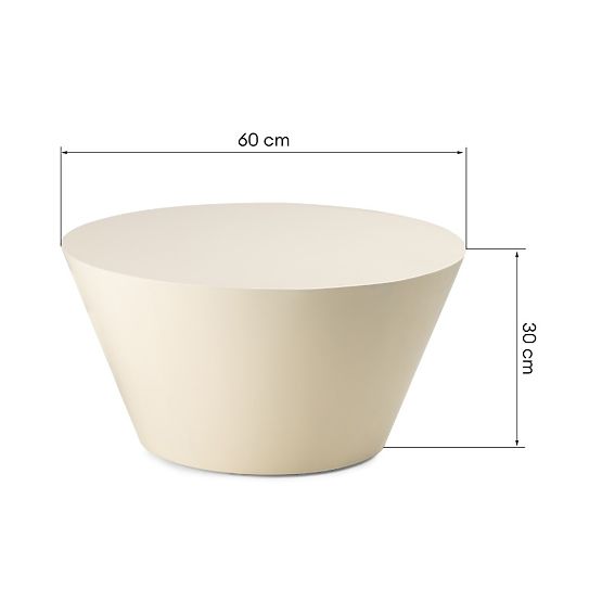 Table basse Eclipso, 60 cm, blanc crème, brillant