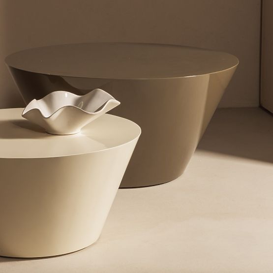 Table basse Eclipso, 60 cm, blanc crème, brillant