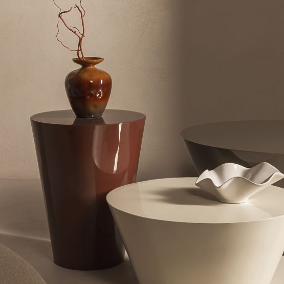 Table basse Eclipso, 60 cm, blanc crème, brillant