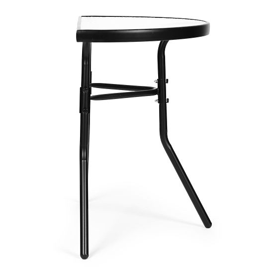 Table basse en verre demi-circulaire pour balcon, terrasse, patio noir